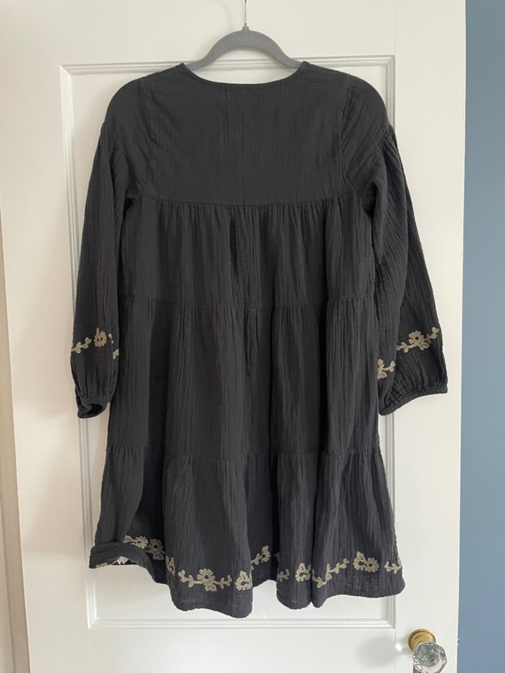 Zara Charcoal Dress with Cream Floral Embroidery - Picture 4 of 4
